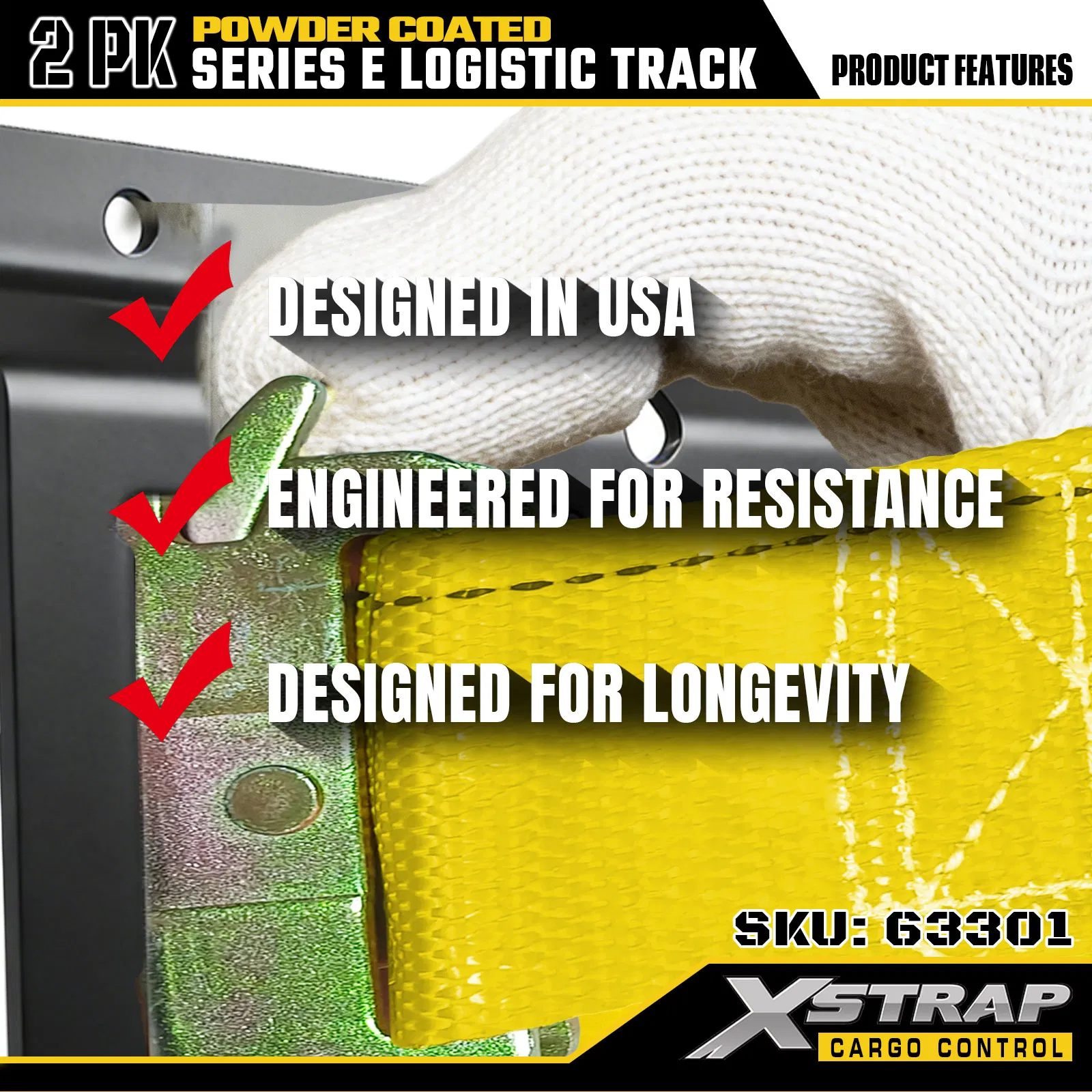 Xstrap 2' Series E Logistic Track-Made with High-Grade 12-Gauge Steel