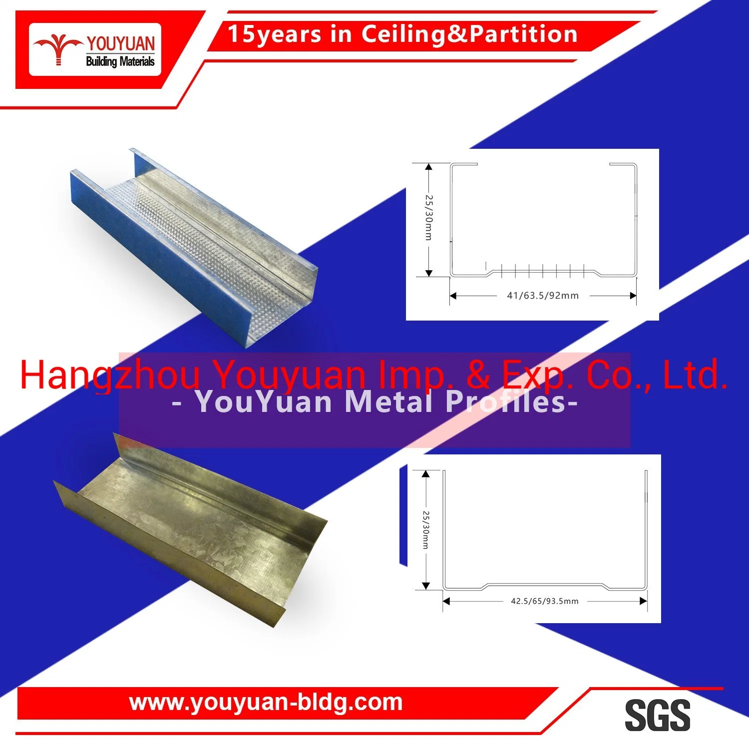 Galvanized Steel Drywall Partition Wall Gypsum Tracks and Stud