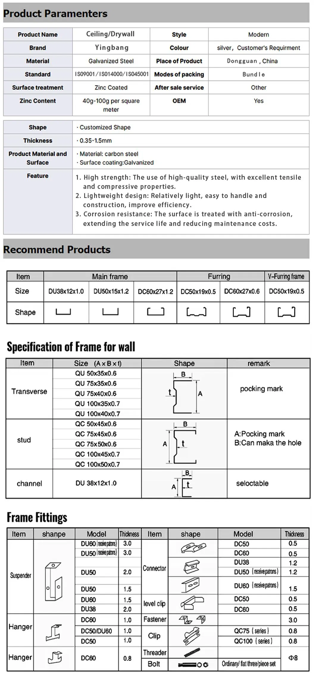 Galvanized Ceiling Steel Metal Frame 2