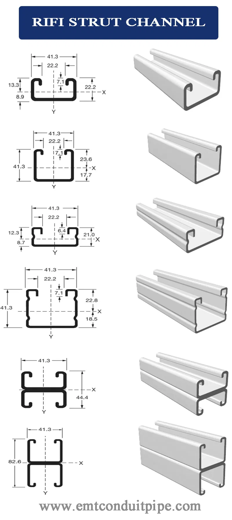 Galvanized Slotted Unistrut Channel Technical Drawing