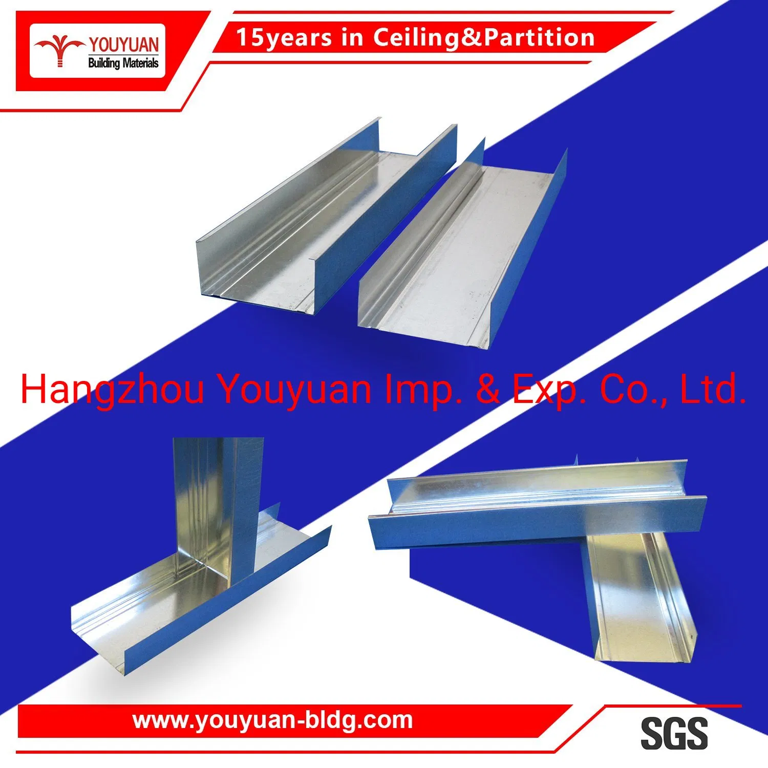 Light Steel Interior Drywall Partition Metal Framing Tracks and Studs