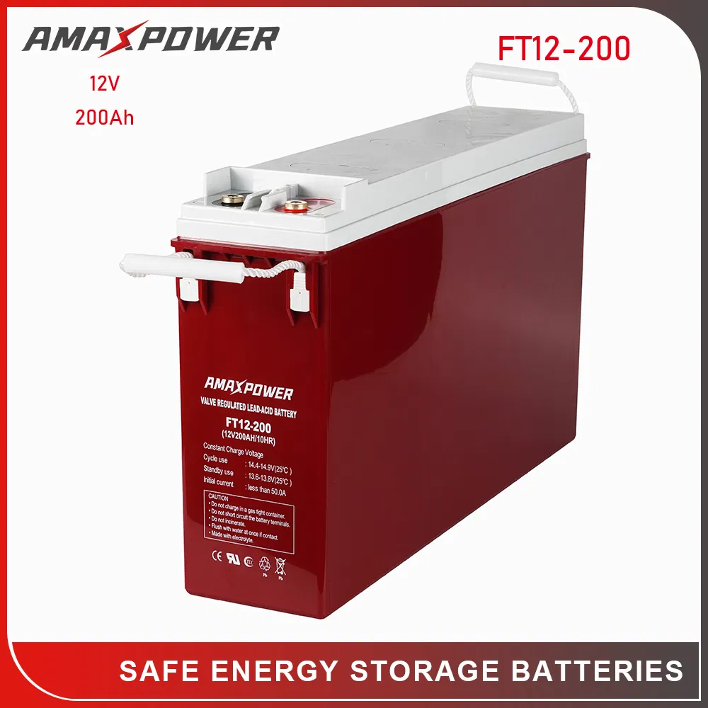 Amaxpower Front-Access-Terminal-Slim Bateria 12V 55ah/80ah/100ah/150ah/180ah/200ah AGM Lead Acid UPS Storage Battery for Telecom-Station/Solar-System