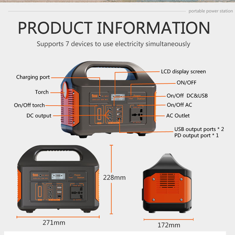 Factory Portable 500W Lifepo4 Battery Power Station Pure Sine Wave Custom Portable Generator With Solar Panels For Home Camping