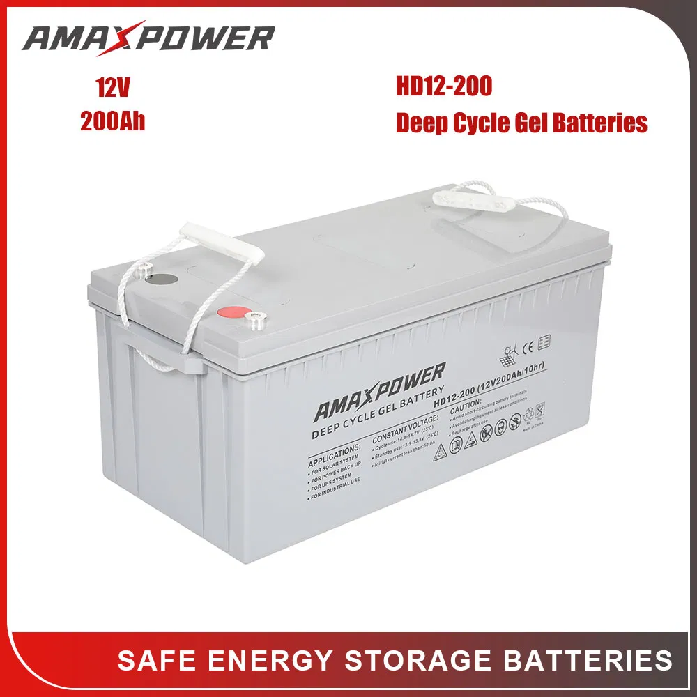 Amaxpower 12V 100ah Deep Cycle Solar Gel Battery Rechargeable Longer Cycle-Life VRLA AGM Sealed Lead Acid Inverter Batteries with CE/UL/MSDS Certificates