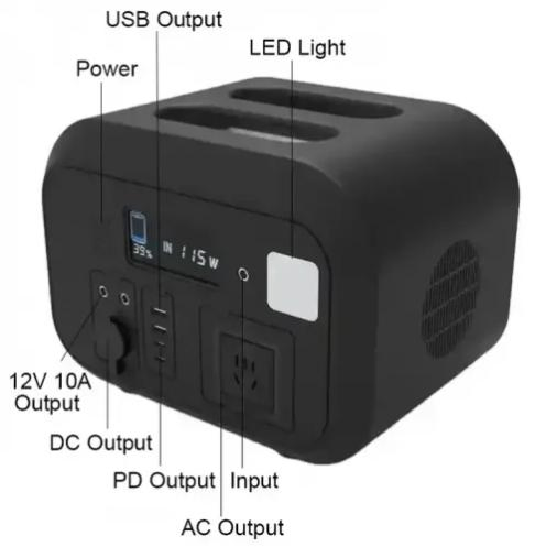 Multi-Function Power Station Rechargeable Backup Power LiFePO4 Battery Emergency Solar Generator 600W Portable Power Station