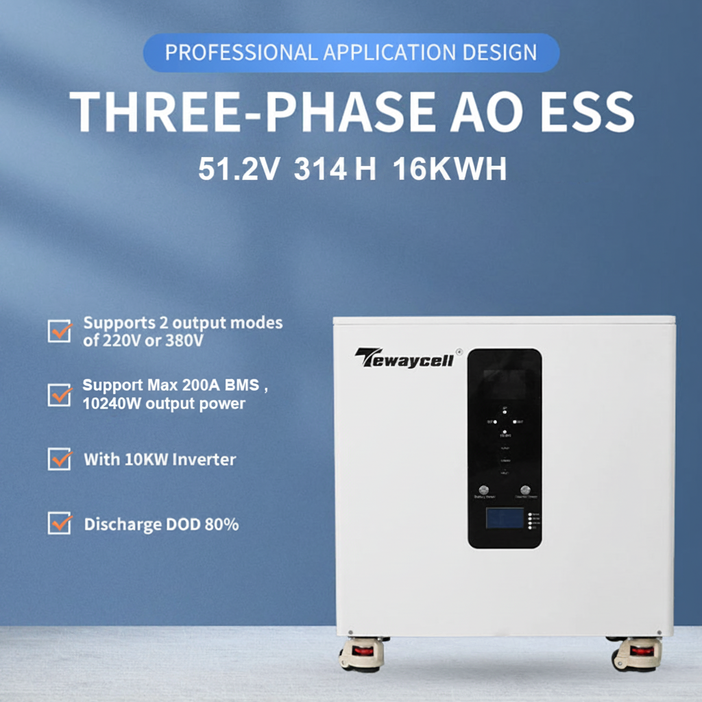 All in One 3-phase 16kwh 51.2v 314Ah Lithium with 12kw 220V 380V Inverter 15kwh 32kwh Battery Solar Energy Storage System