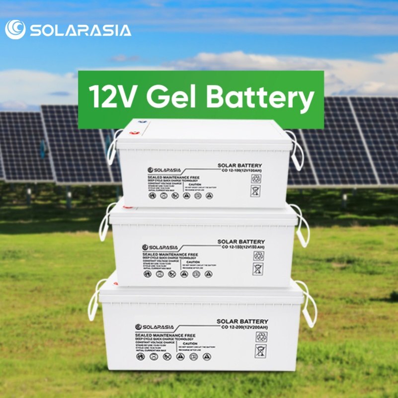 Solar Gel Battery 12V 200ah AGM Deep Cycle 100ah 150ah 250ah 12 Volt Rechargeable Lead Acid Battery Power Backup Battery for Solar Energy Storage System