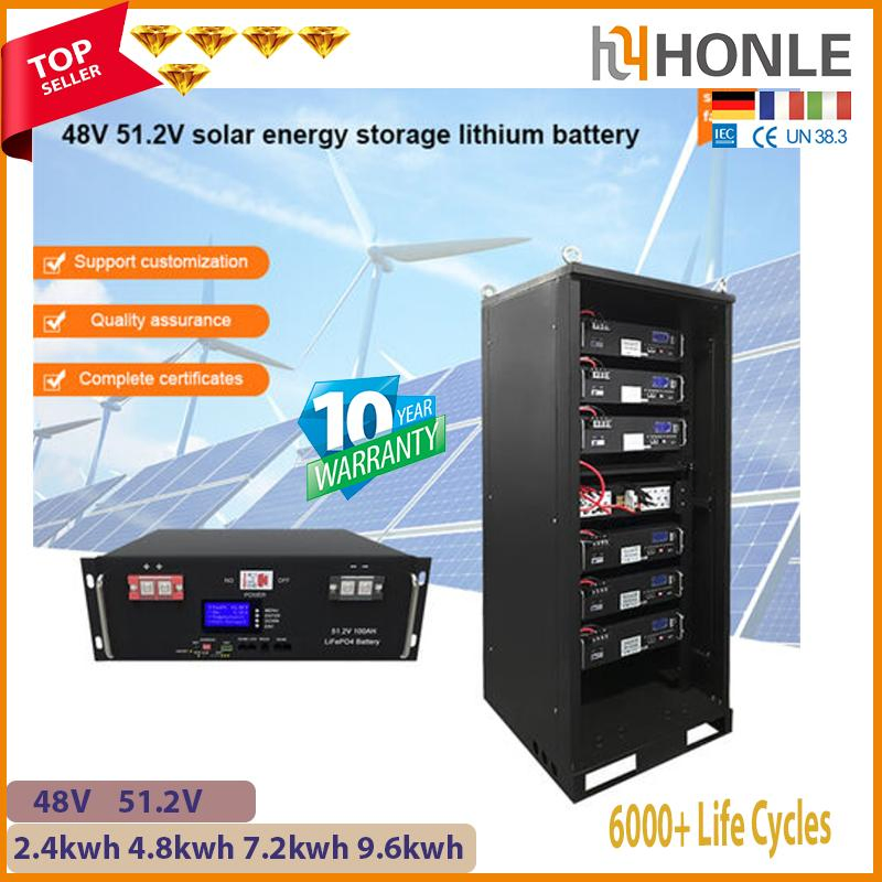 Honle Three-Phase Solar High Voltage Lithium Batteries Pack 51V 200ah Hybrid Energy Storage System BMS LiFePO4 Battery