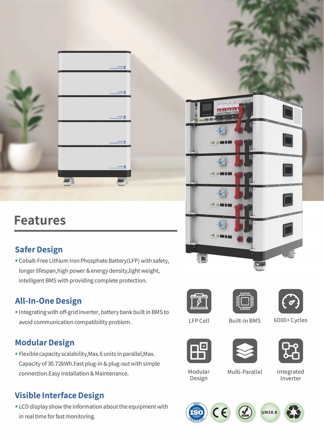 Factory Direct 48V 51.2V 100ah LiFePO4 Solar Battery 5kwh10kwh Home Energy Storage, 10-Year Lifespan