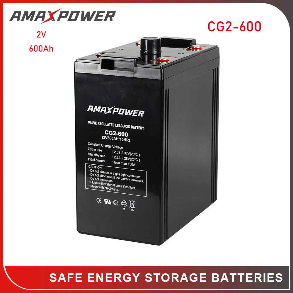 Amaxpower 2V 600ah Rechargeable Energy Storage Deep Cycle AGM Lead Acid Battery for Solar and Wind Power System