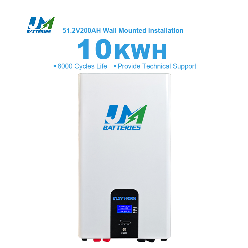 Jm 48V 200ah 100ah Power Wall-Mounted 10kwh Lithium Ion Pack LiFePO4 Battery 51.2V Home Solar Power System Lithium Battery