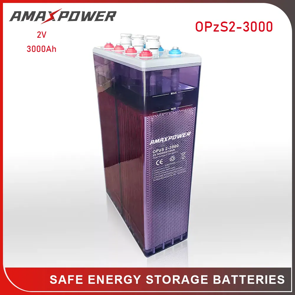 Amaxpower 2V 200ah/420ah/500ah/800ah/1000ah/1500ah/2000ah/3000ah Tubular Flooded Lead Acid Opzs Battery for Solar-Bts/Wind-Power/Telecom/UPS/Railway/Opzv