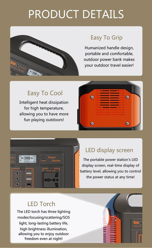 Factory Portable 500W Lifepo4 Battery Power Station Pure Sine Wave Custom Portable Generator With Solar Panels For Home Camping