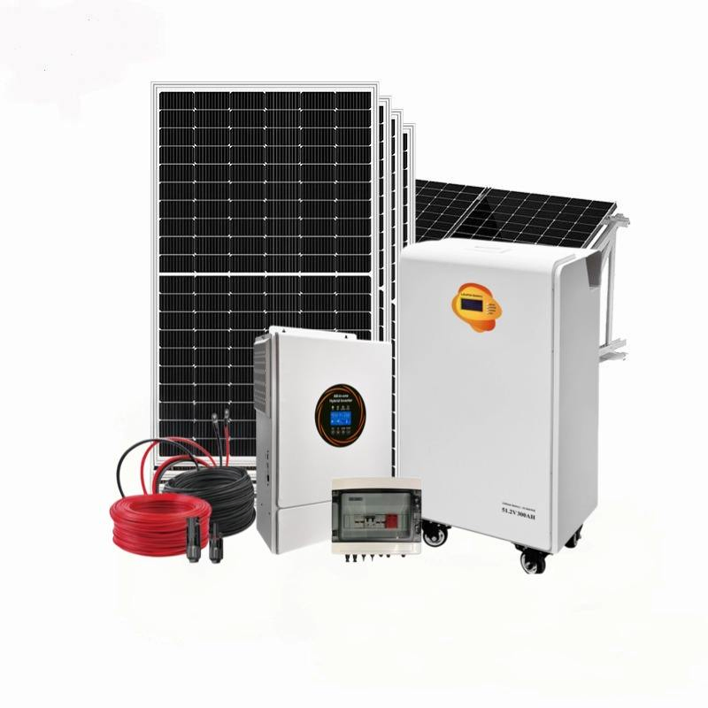 Hybrid Complete Solar Panel Energy System with Lithium Battery and Inverter for Home Solar on off Grid Power Kit Solar Set