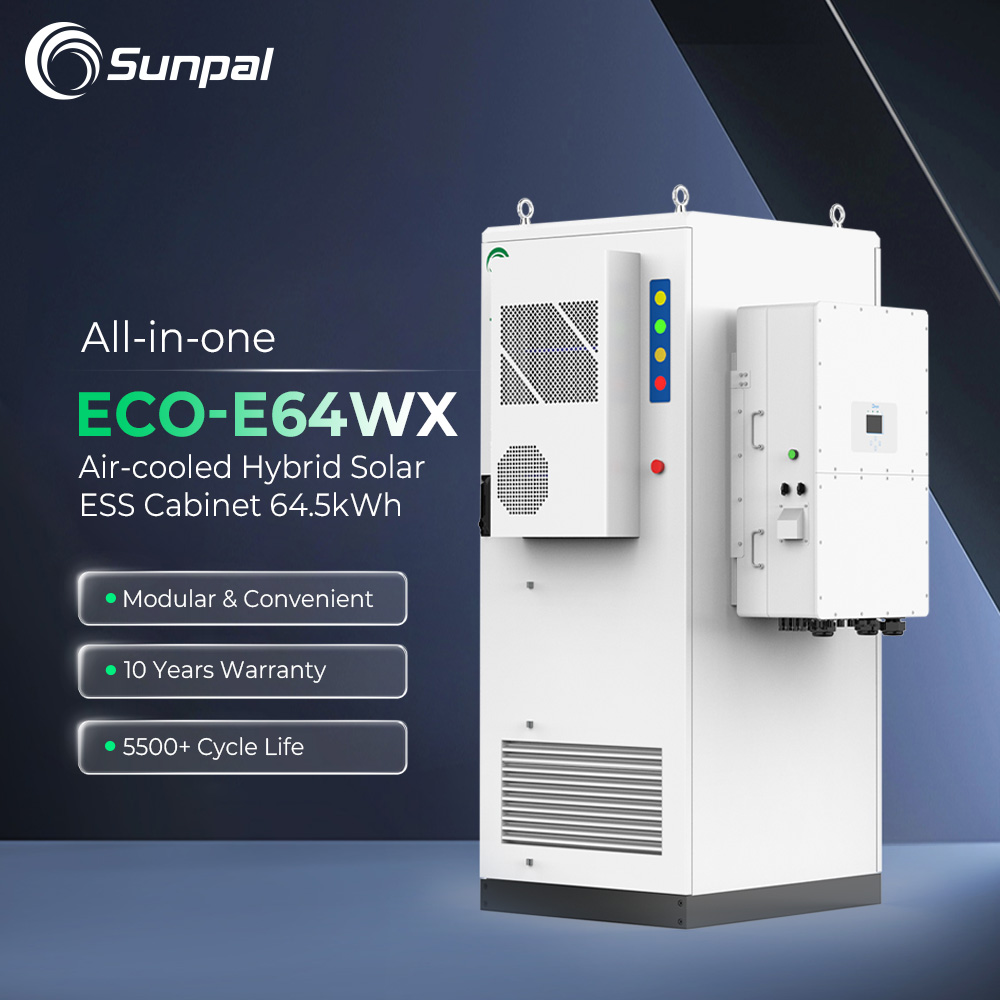 Sunpal Lithium Battery Container 30 KW 25 KW 64 KWh All In One Solar Power System