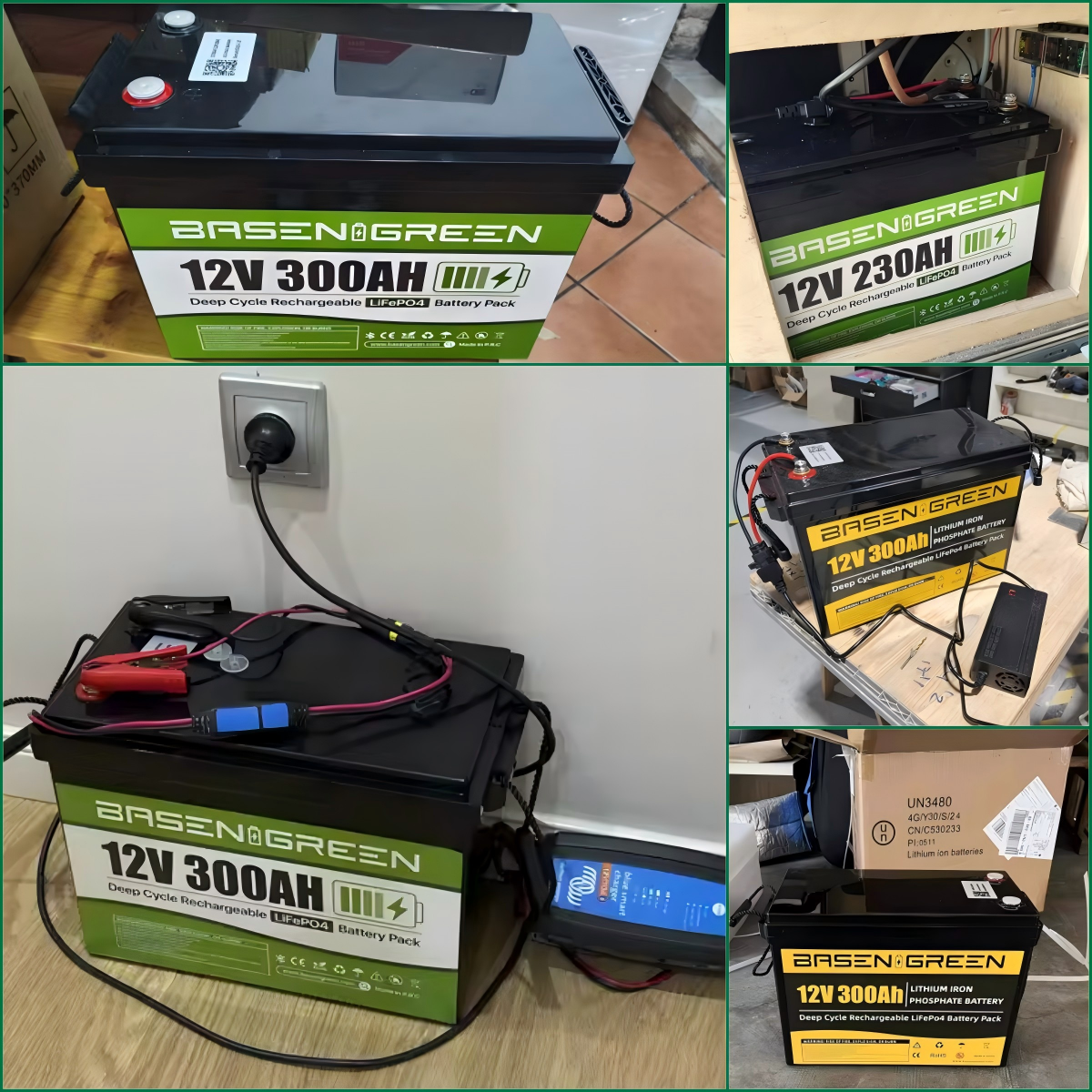 Basen Green EU Stock 12V 100ah 200ah 300ah AKKU Lifepo4 Lithium Ion Battery Deep Cycle Fot Solar Systems 12 Vol Batteries