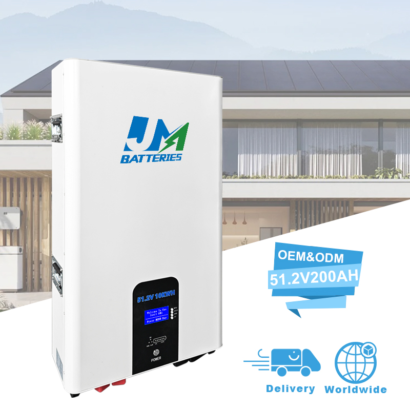 Jm 48V 200ah 100ah Power Wall-Mounted 10kwh Lithium Ion Pack LiFePO4 Battery 51.2V Home Solar Power System Lithium Battery