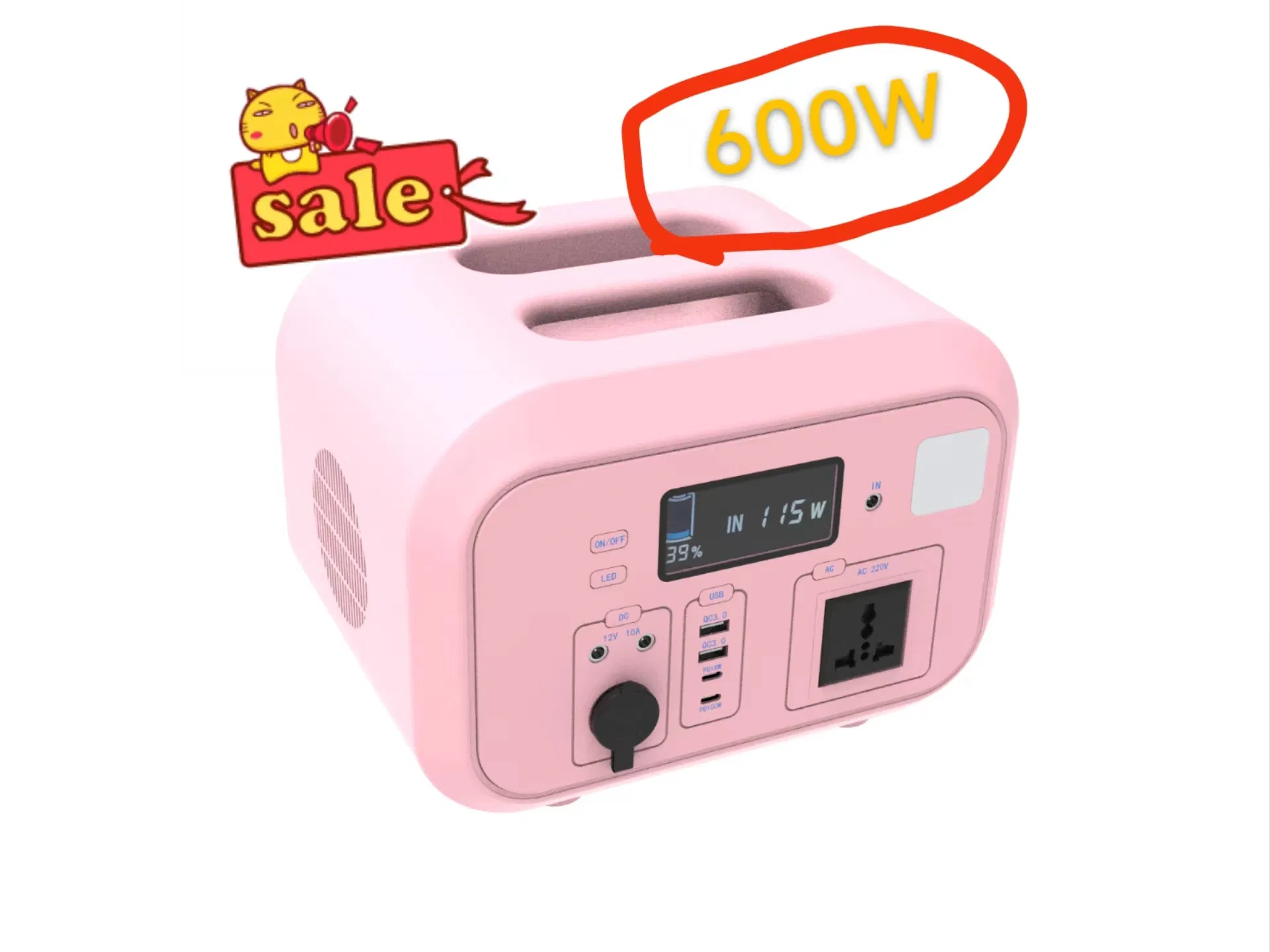 Multi-Function Power Station Rechargeable Backup Power LiFePO4 Battery Emergency Solar Generator 600W Portable Power Station