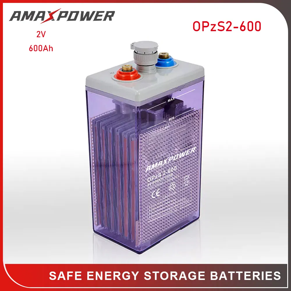 Amaxpower 2V 200ah/420ah/500ah/800ah/1000ah/1500ah/2000ah/3000ah Tubular Flooded Lead Acid Opzs Battery for Solar-Bts/Wind-Power/Telecom/UPS/Railway/Opzv
