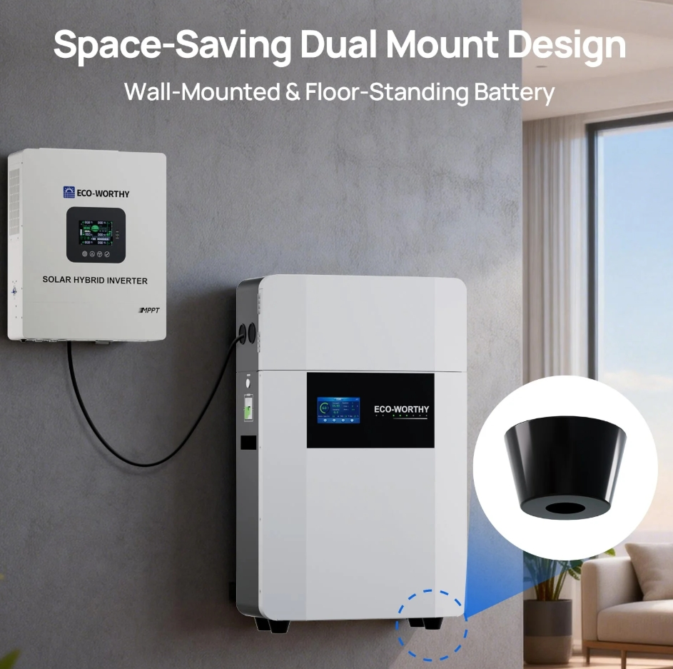 Commercial&Residential 51.2V LiFePO4 Wall Battery IP65 6p BMS Protection with Smart Controller Solar Energy System