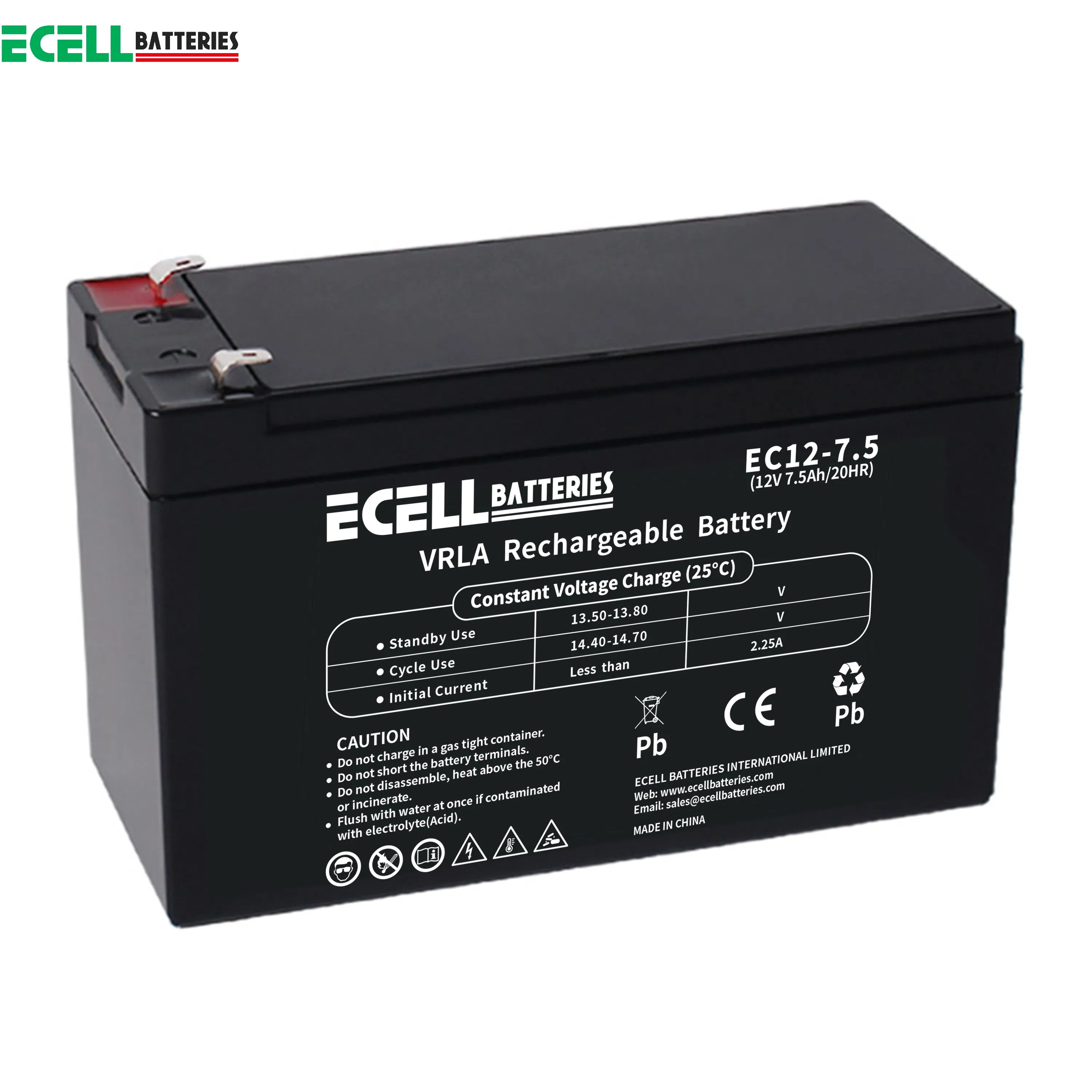 Manufacturer Ecell Batteries 51.2V 48V 24V 12V 18ah 5ah 7ah 7.5ah 8ah 9ah 12ah 17A 75ah 100ah150ah 200ah 250ah Lithium LiFePO4 Solar AGM UPS Battery for Telecom