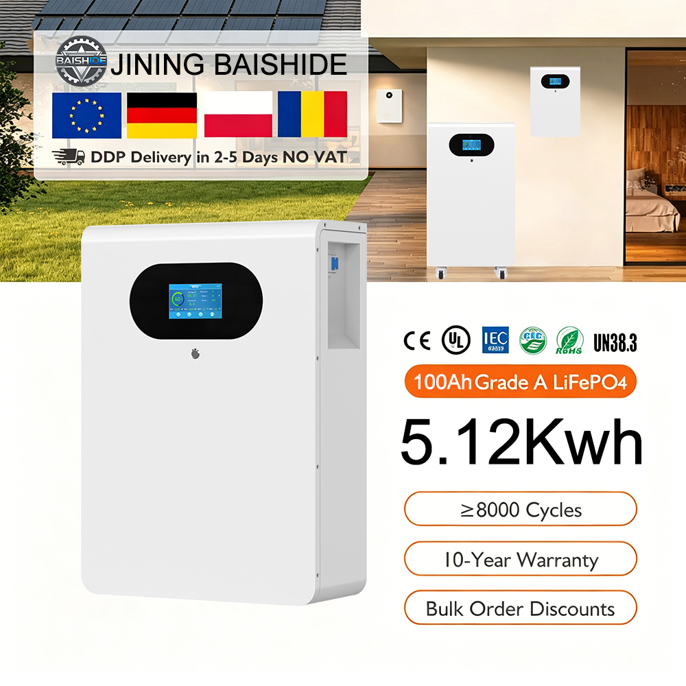 Fast Charging LiFePO4 5.12kWh 44.8V Low Noise Solar Compatible Emergency Power Backup Residential Home Energy Storage System