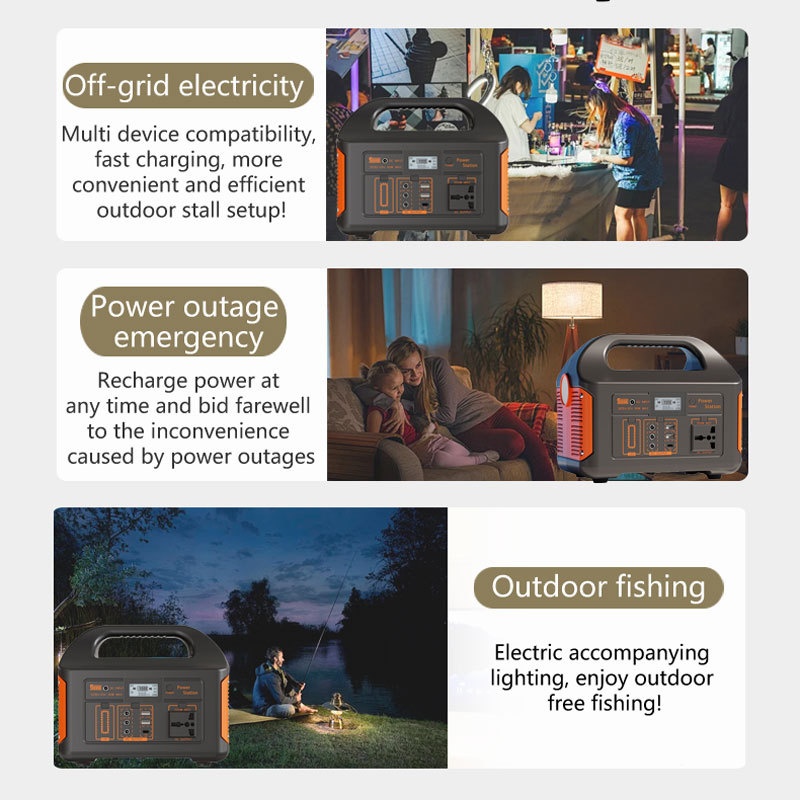 Factory Portable 500W Lifepo4 Battery Power Station Pure Sine Wave Custom Portable Generator With Solar Panels For Home Camping