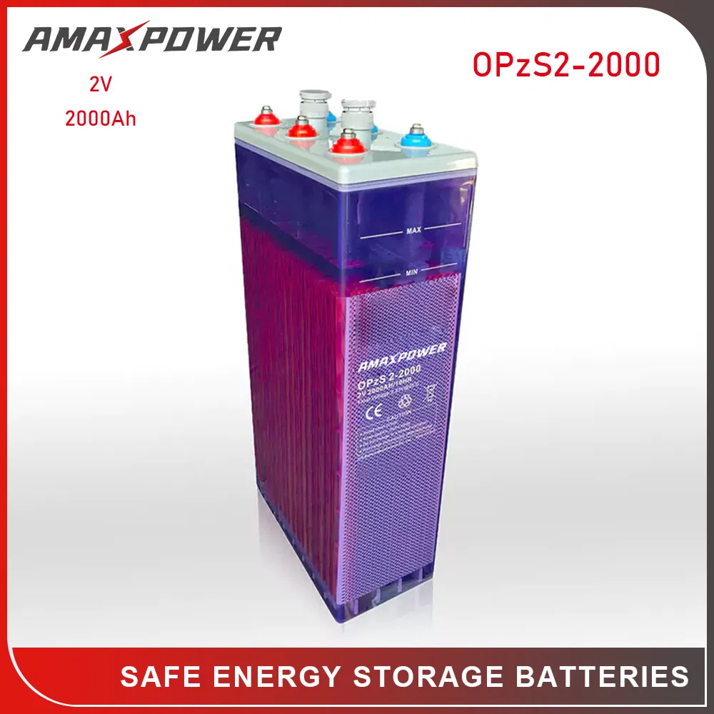 Amaxpower 2V 200ah/420ah/500ah/800ah/1000ah/1500ah/2000ah/3000ah Tubular Flooded Lead Acid Opzs Battery for Solar-Bts/Wind-Power/Telecom/UPS/Railway/Opzv
