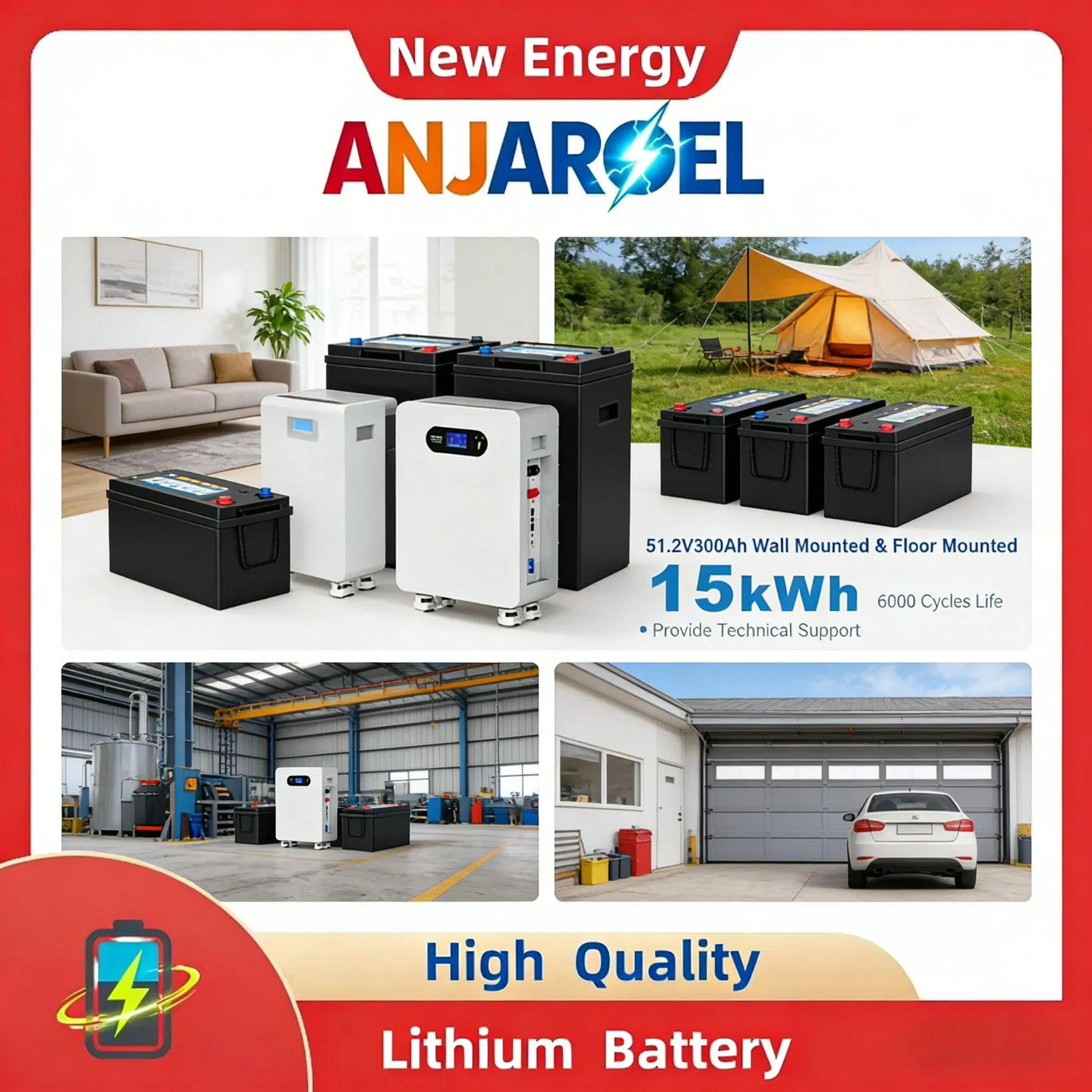Energy Storage Battery 51.2V 300ah Commercial Solar Battery, LiFePO4 Storage for Retail &amp; Warehouse