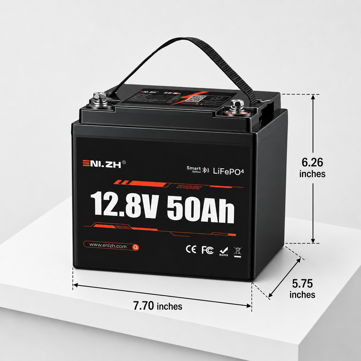 Enlzh Wholesale Lifepo4 Battery 12.8v 50ah Bluetooth Ip65 Waterproof Deep Cycles Rechargeable Solar Battery