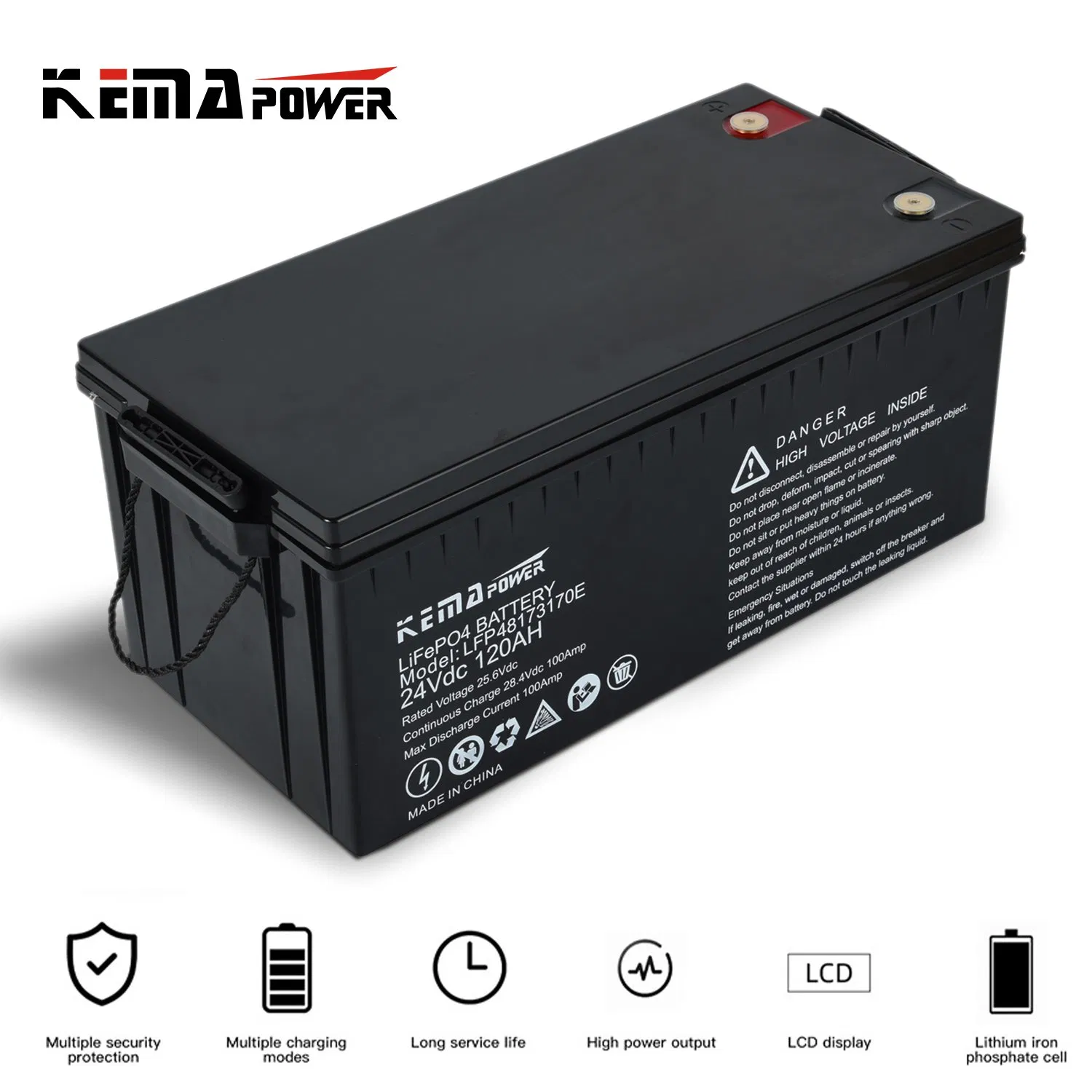 Deep Cycle Rechargeable 12/12.8V 24V 25.6V 48V 51.2V 50/100ah 150ah 200ah 2.5kwh 5kwh Lead-Acid Battery Alternative ABS Plastic Solar Energy Storage BMS LiFePO4