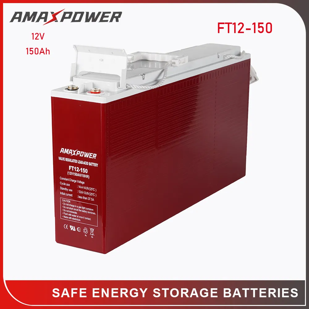 Amaxpower Front-Access-Terminal-Slim Bateria 12V 55ah/80ah/100ah/150ah/180ah/200ah AGM Lead Acid UPS Storage Battery for Telecom-Station/Solar-System