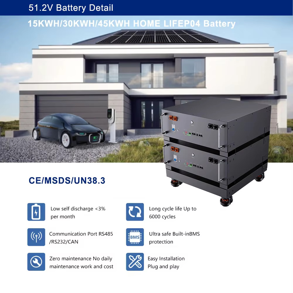 OEM ODM 5KW 10KW 15KW 25KW 30KW 35KW 40KW 45KW 50KW Rack Mounted LiFePO4 Battery Balcony Solar Battery Storage System for House