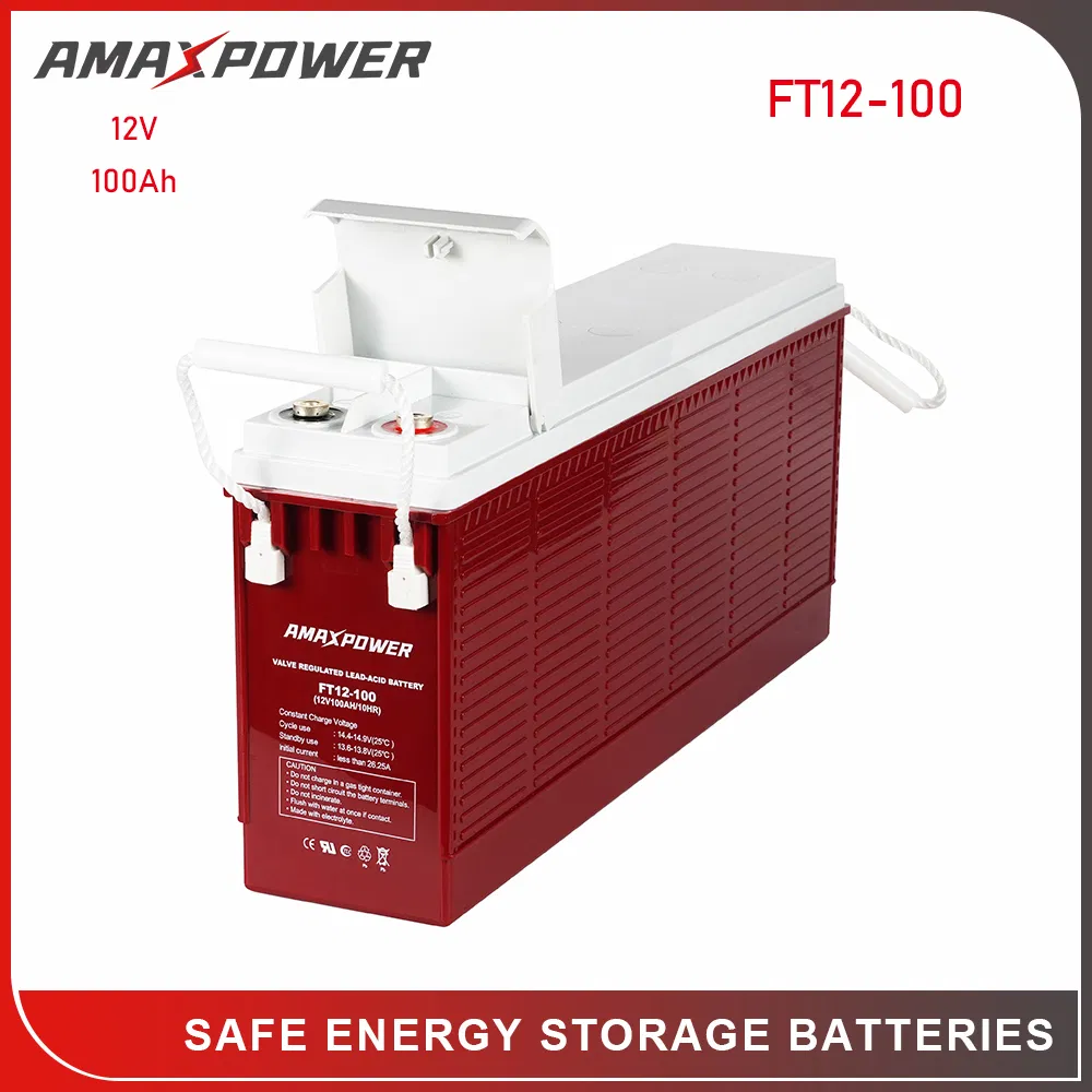Amaxpower Front-Access-Terminal-Slim Bateria 12V 55ah/80ah/100ah/150ah/180ah/200ah AGM Lead Acid UPS Storage Battery for Telecom-Station/Solar-System