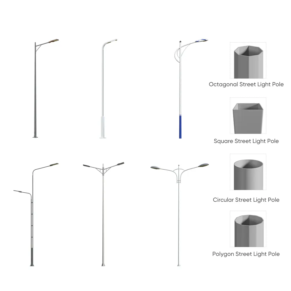 High strength heavy-load steel light pole for extreme wind conditions