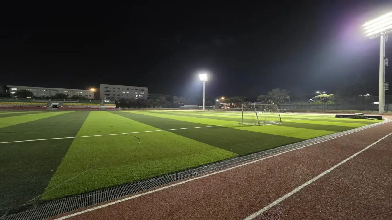 Polygonal high mast light poles for a stadium and athletics track in Ethiopia