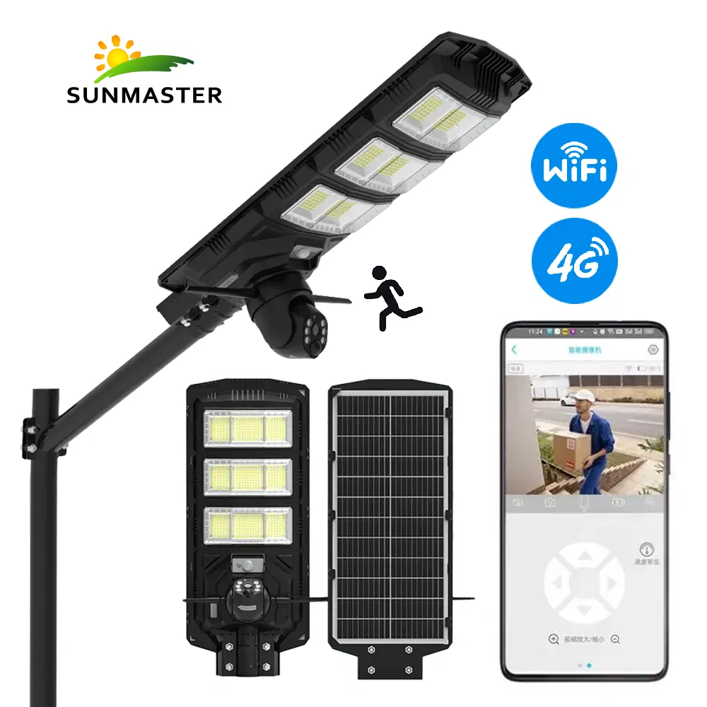 Poste de Luz Solar Iluminação de Rua Oro Lâmpada Solar com Câmera CCTV WiFi 4G