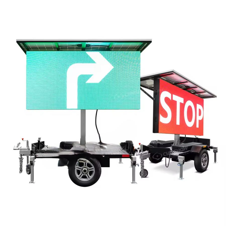 Tela de Exibição Publicitária Portátil ao Ar Livre com Sinalização Variável em LED Solar para Trailer de Tráfego