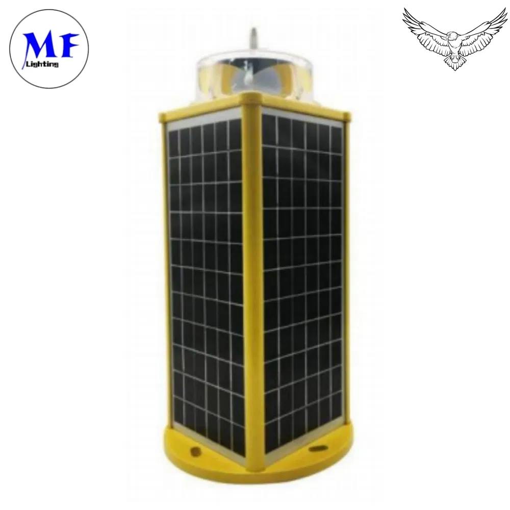 Lanterna Marinha LED de Aviso Aéreo Solar para Farol, Poço de Petróleo Offshore, Sinal Vermelho Verde Amarelo Branco Azul IP66 IP67 IP68 1-3nm 2-6km