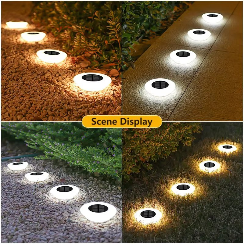 Luz Solar de Chão 14 LEDs Luz Solar Externa Jardim Branco Quente Iluminação de Paisagem do Jardim do Quintal da Entrada