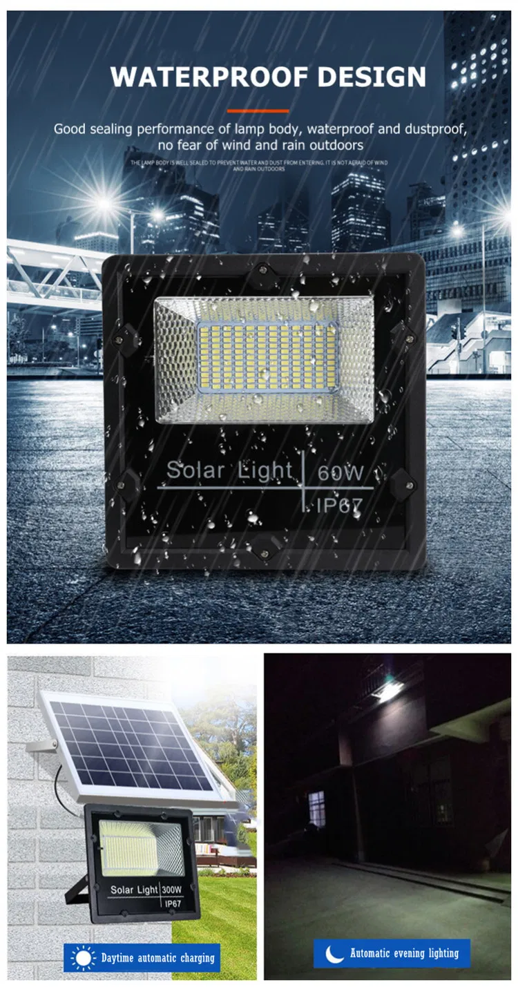 IP67 12000mAh IP67 200W Iluminação de Inundação Solar ao Ar Livre
