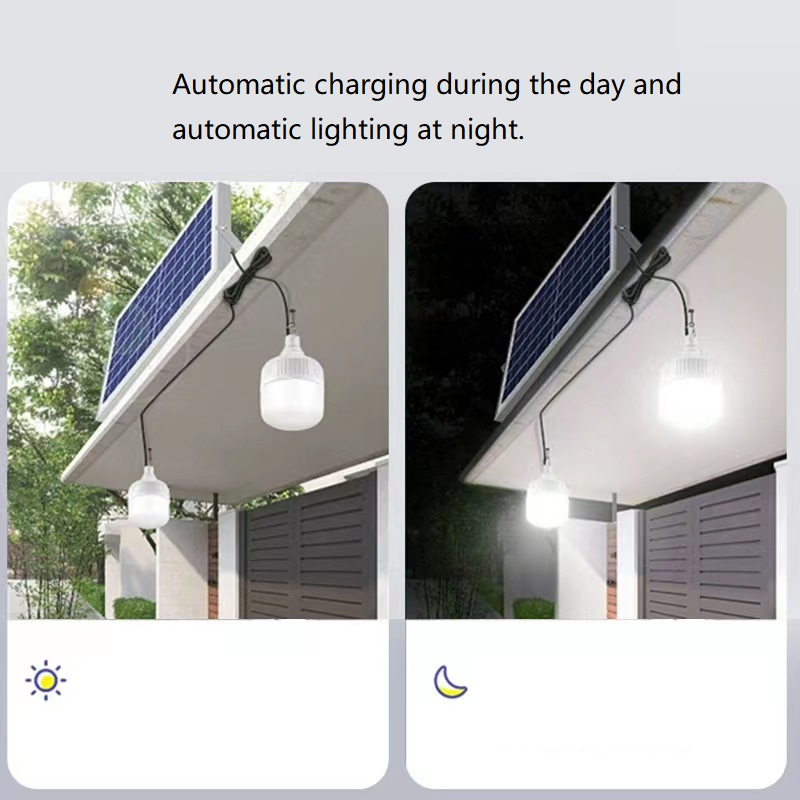 Lâmpada LED de iluminação interna com carregamento USB e solar para acampamento portátil