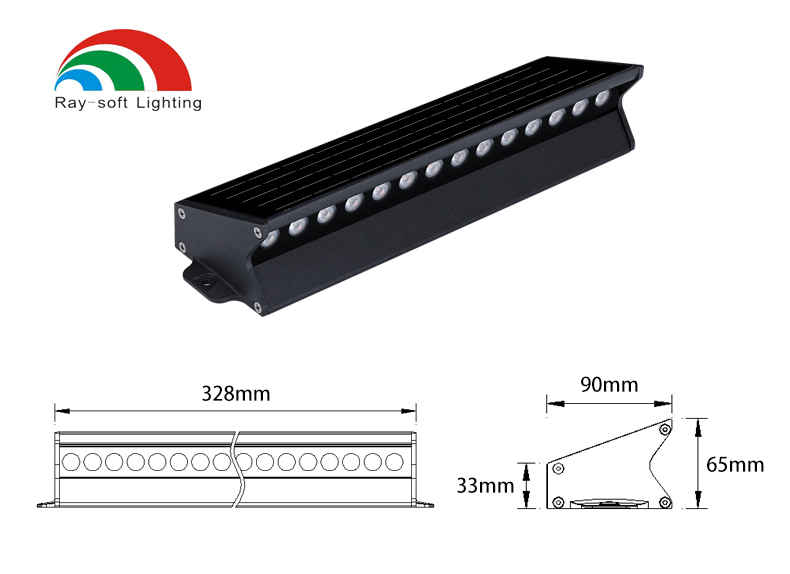 Iluminação Linear de Parede em Alumínio para Jardim ao Ar Livre com LED Solar Moderno IP65 à Prova d'Água