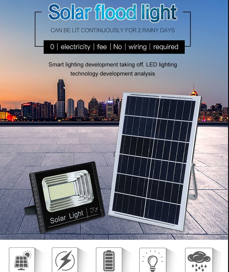 Iluminação Solar LED de Inundação ao Ar Livre por Atacado com Painel Solar de Polissilício 100W 200W 300W 400W