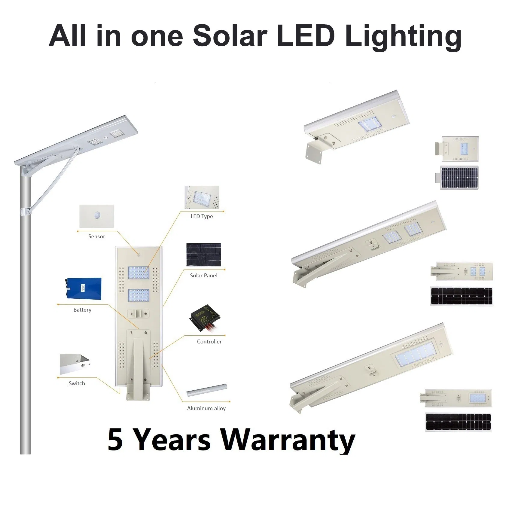 Todos em Um Painel de Rua LED Inteligente 120W com Bateria Integrada para Iluminação Solar