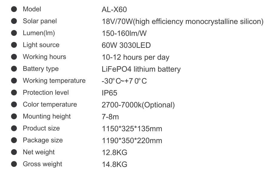 Iluminação Solar para Inundação 60W/70W/80W/90W para Local Úmido