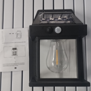 Lâmpada de Parede Solar Externa Bulbo de Filamento de Tungstênio Sensor de Indução de Corpo Humano Iluminação de Jardim