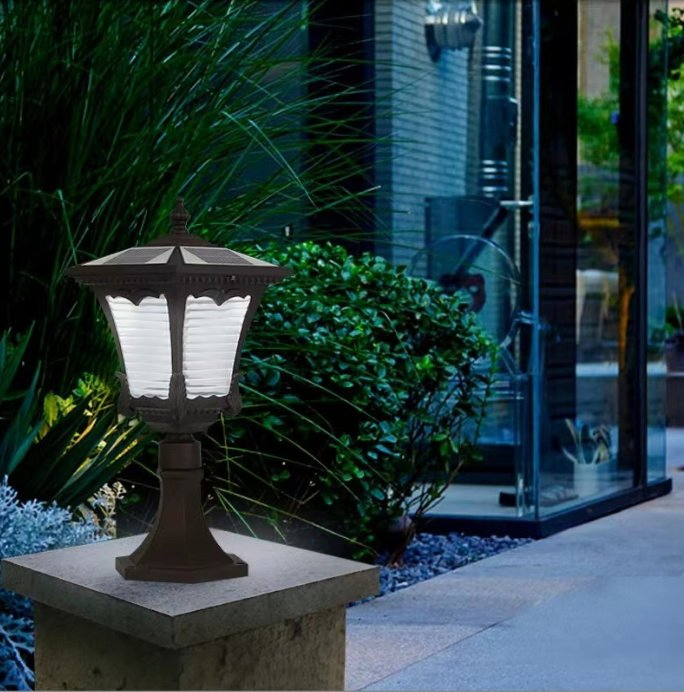 Candeeiro de coluna Solar Power Generation Diamond Aluminium Garden Bridge Decorativo Iluminação