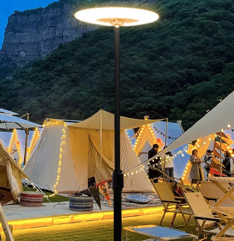 Montagem de Poste Redondo Comercial Parque Negócios Iluminação Solar LED Sem Fio UFO para Jardim