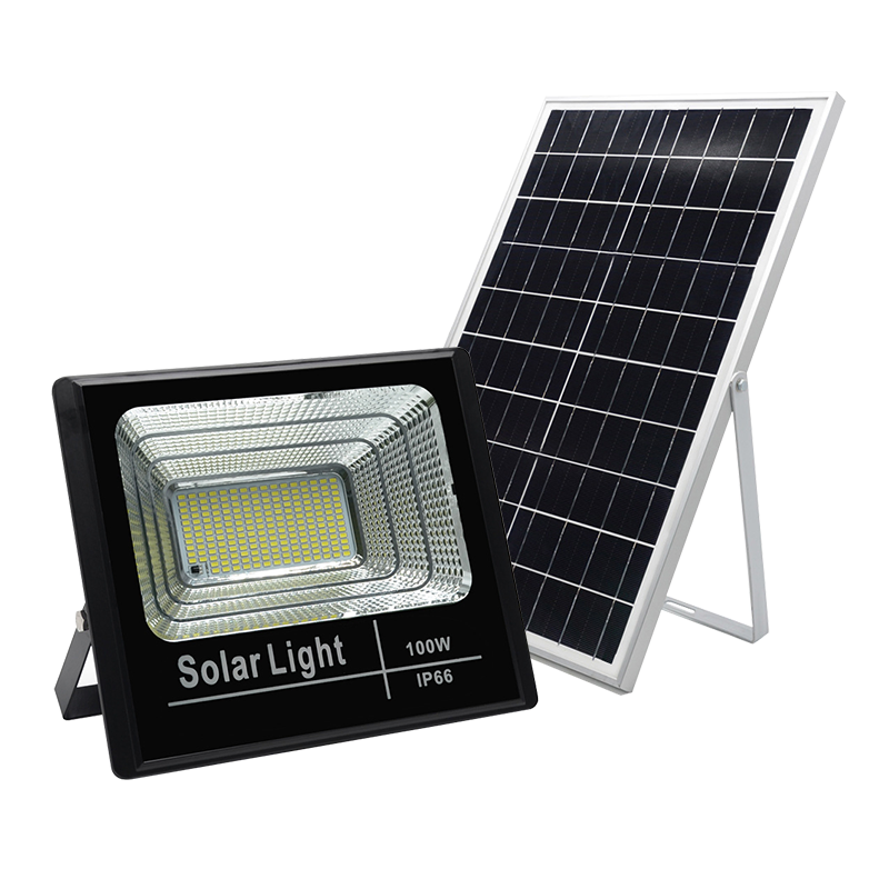 Projetor Solar para Iluminação de Jardim Externo com Display de Energia IP66 50W 300W Alta Lumens Luz de Inundação em ABS LED